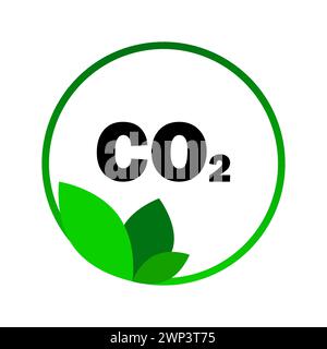 Flat template with co2 leaves for concept design. Logo design. Ecology concept. Vector illustration. stock image. EPS 10. Stock Vector