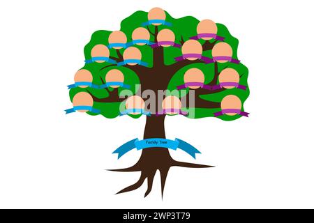 Cartoon family tree. Team concept. Design template. Vector illustration. stock image. EPS 10. Stock Vector