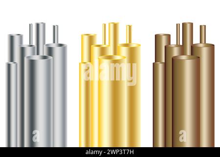 Iron pipes in abstract style on white background. Vector illustration. stock image. EPS 10. Stock Vector