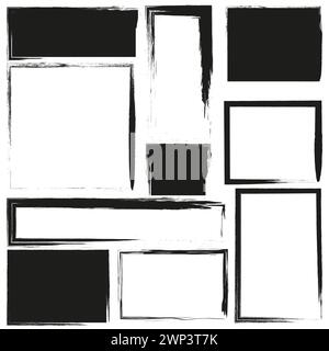 brush rectangles frames. Edge frame. Hand drawn style. Vector illustration. stock image. EPS 10. Stock Vector