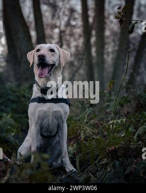 A Yellow Labrador Retriever Working Dog Stock Photo