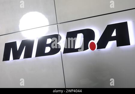 Schrobenhausen, Germany. 05th Mar, 2024. The logo of the defense contractor MBDA. Credit: Karl-Josef Hildenbrand/dpa/Alamy Live News Stock Photo