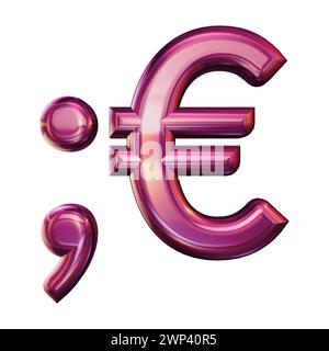 set of 3d numbers made of pink metal, number nine, 3d rendering Stock Photo