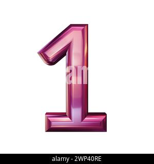 set of 3d numbers made of pink metal, number nine, 3d rendering Stock Photo