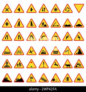 Priority road signs. Mandatory road signs. Traffic Laws. Vector illustration. stock image. EPS 10. Stock Vector