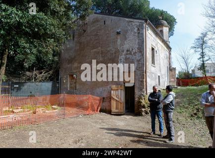 Roma, Italia. 05th Mar, 2024. Foto Valentina Stefanelli/LaPresse 05/03/2024 - Roma, Italia - Cronaca - Sopralluogo del Sindaco Roberto Gualtieri a Villa Ada. Nella foto la chiesa in restauro a Villa Ada Credit: LaPresse/Alamy Live News Stock Photo