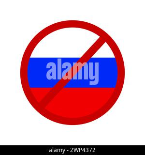 Crossed out flag of russia in the sign. Stop Russia. Vector illustration. stock image. EPS 10. Stock Vector