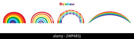 rainbow on white background. Rainbow color. Pastel color sky. Vector illustration. stock image. EPS 10. Stock Vector