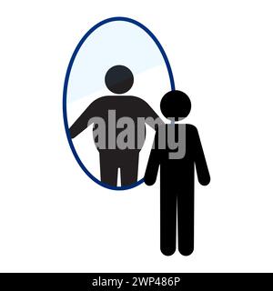 Icon with black fat skinny people for concept design. Silhouette illustration. Vector illustration. stock image. Stock Vector