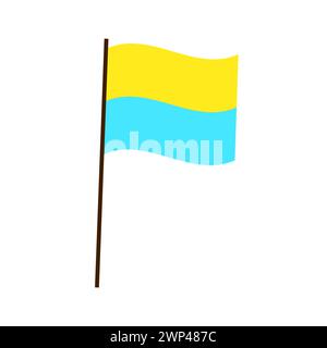 ukraine flag flagpole on white background. National ukrainian flag. Vector illustration. stock image. EPS 10. Stock Vector