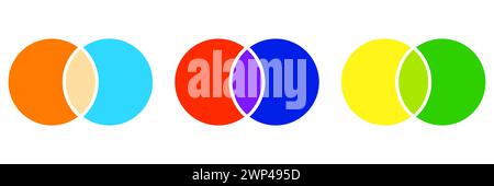 Intersecting circles. Colored icon. Merge concept. Business background. Vector illustration. Stock image. EPS 10. Stock Vector