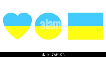 Flat illustration with ukrainian flag different shapes. Isolated icon set. Vector illustration. stock image. EPS 10. Stock Vector