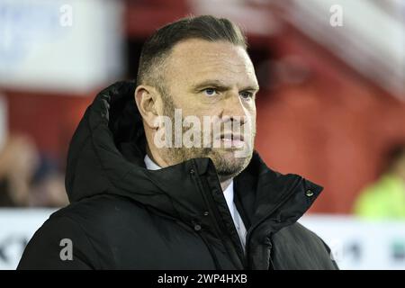 Ian Evatt manager of Bolton Wanderers during the Sky Bet League 1 match Barnsley vs Bolton Wanderers at Oakwell, Barnsley, United Kingdom, 5th March 2024  (Photo by Mark Cosgrove/News Images) Stock Photo