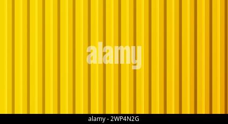 A sheet of yellow corrugated board. Galvanized iron for fences, walls, roofs. Realistic isolated vector illustration. Stock Vector