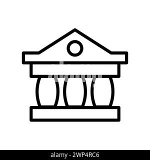 Vector black line icon government building isolated on white background Stock Vector