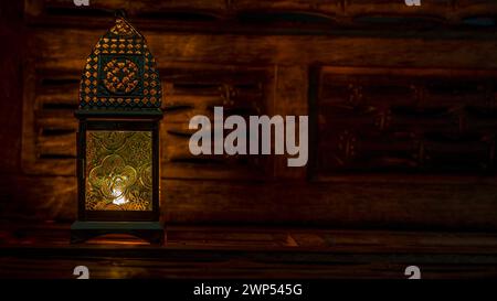 Muslim Holy Month Ramadan - with Ornamental Arabic Lantern and dates. Stock Photo