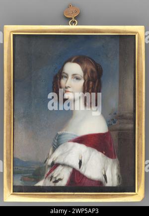 Marie Amalie Elisabeth Karoline von Baden (1817-1888), book to Hamilton, called Maria Amalia; Stieler, Joseph Karl (1781-1858), Peter, Emanuel (1799-1873), Cittadini, Alessandro (1820-1877); around 1840 (1840-00-00-1840-00-00);Hesja (Germany), Hessen und Bei Rhein, Ernst Ludwig (Grossherzog - 1868-1937) - collections, women, copies, foreign miniatures, landscapes, open air, portraits, costumes, dresses, dresses, rulers Stock Photo