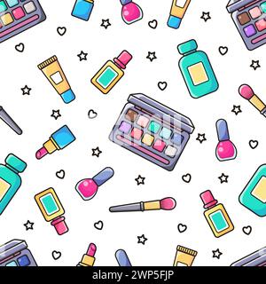 Decorative cosmetics. Vector pattern. Illustration in flat style. Stock Vector