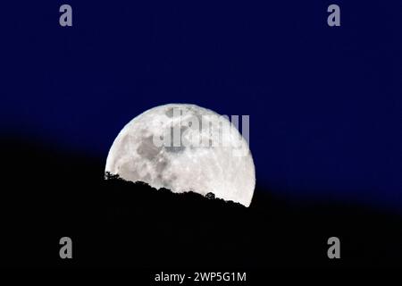 Full Snow Moon; Wolf Moon; Micro Moon; rising over Rocky Mountains ...
