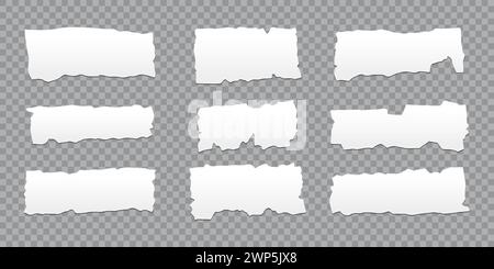 Realistic ripped different papers isolated on transparent background Stock Vector