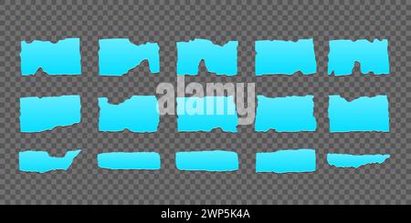 Blue colored jagged rectangles on transparent backdrop Stock Vector