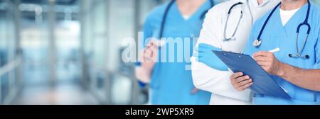 Doctors and nurse in hospital, closeup. Banner design with space for text Stock Photo