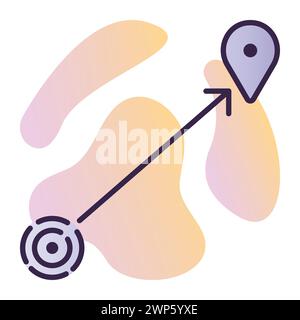 Delivery way, destination sign, dark blue line vector icon on gradient background Stock Vector