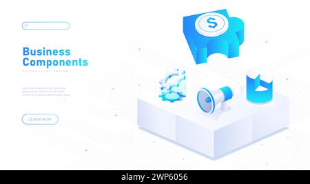Business components white poster vector Stock Vector