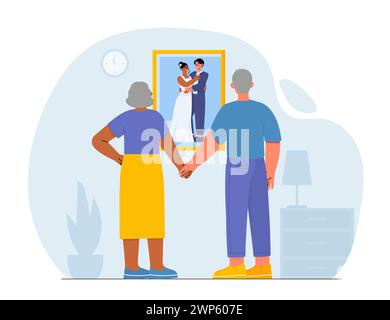 Elderly family happy together vector Stock Vector