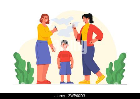 Boy smoking cigarette and lung cancer illustration Stock Vector Image ...