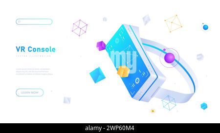 VR console white poster vector Stock Vector