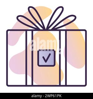 Parcel sent symbol, package received sign, dark blue line vector icon on gradient background Stock Vector