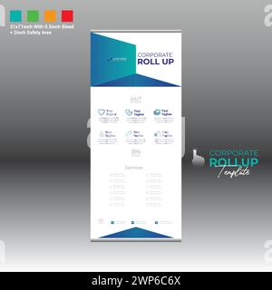 4 colored vector made roll up banner design for corporate and any best company use Stock Vector
