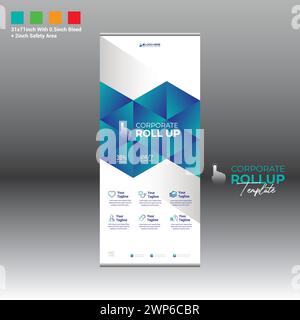 4 colored vector made roll up banner design for corporate and any best company use Stock Vector