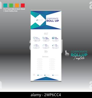4 colored vector made roll up banner design for corporate and any best company use Stock Vector