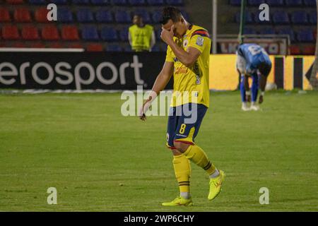 Bogota, Colombia. 04th Mar, 2024. Deportivo Pasto's Camilo Ayala reacts during the Deportivo Pasto (1) V Fortaleza (0) match during the BetPlay league in Pasto, Colombia, March 4, 2024. Photo by: Sebastian Maya/Long Visual Press Credit: Long Visual Press/Alamy Live News Stock Photo