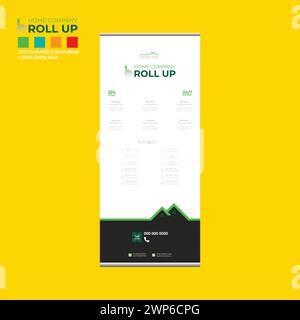 4 colored vector made roll up banner design for home and building company use Stock Vector