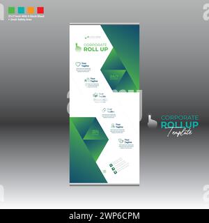 4 colored vector made roll up banner design for corporate and any best company use Stock Vector