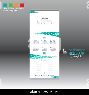 4 colored vector made roll up banner design for corporate and any best company use Stock Vector