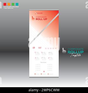 4 colored vector made roll up banner design for corporate and any best company use Stock Vector