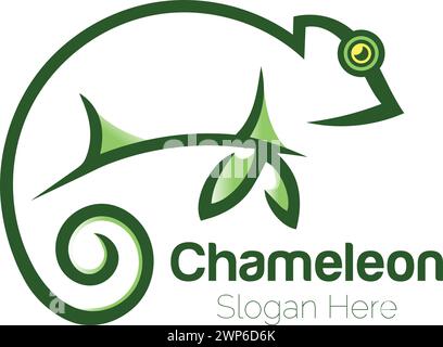 Modern Chameleon Logo Design in Green Tones Stock Vector