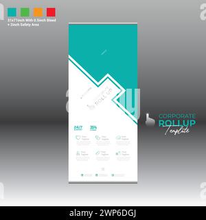 4 colored vector made roll up banner design for corporate and any best company use Stock Vector