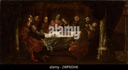 Depicts the scene of the Last Supper with Jesus and his twelve ...