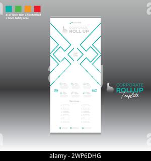 4 colored vector made roll up banner design for corporate and any best company use Stock Vector