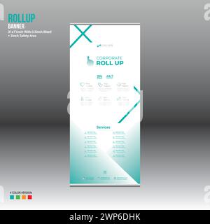 4 colored vector made roll up banner design for corporate and any best company use Stock Vector