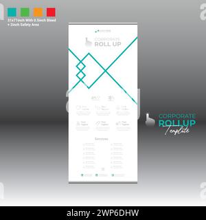 4 colored vector made roll up banner design for corporate and any best company use Stock Vector