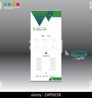 4 colored vector made roll up banner design for corporate and any best company use Stock Vector