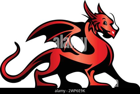 Red Dragon Mascot Vector Illustration for Esports and Team Logo Design Stock Vector
