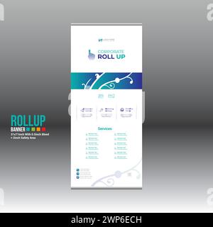 4 colored vector made roll up banner design for corporate and any best company use Stock Vector