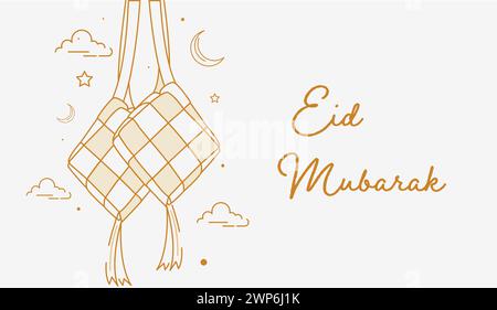 Selamat Hari Raya Idul Fitri Meaning : Happy Eid Mubarak for Moslem People Vector illustration Stock Vector